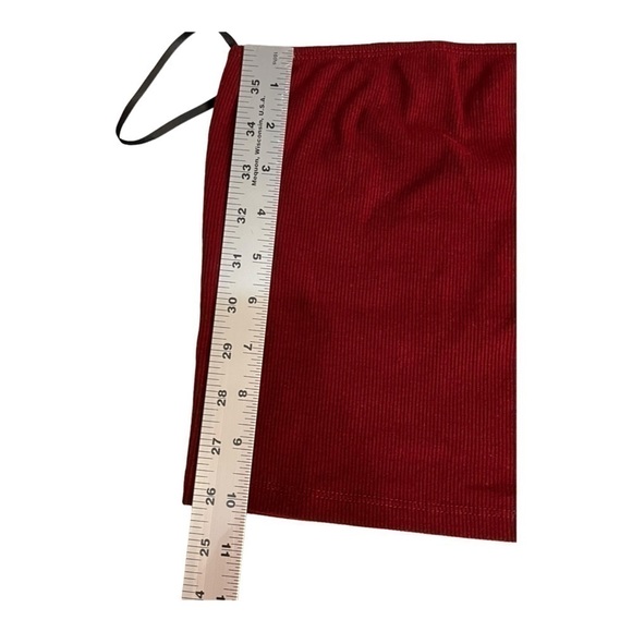 Strapless Ribbed Crop Top  Red Stretch Size Medium - Picture 4 of 4